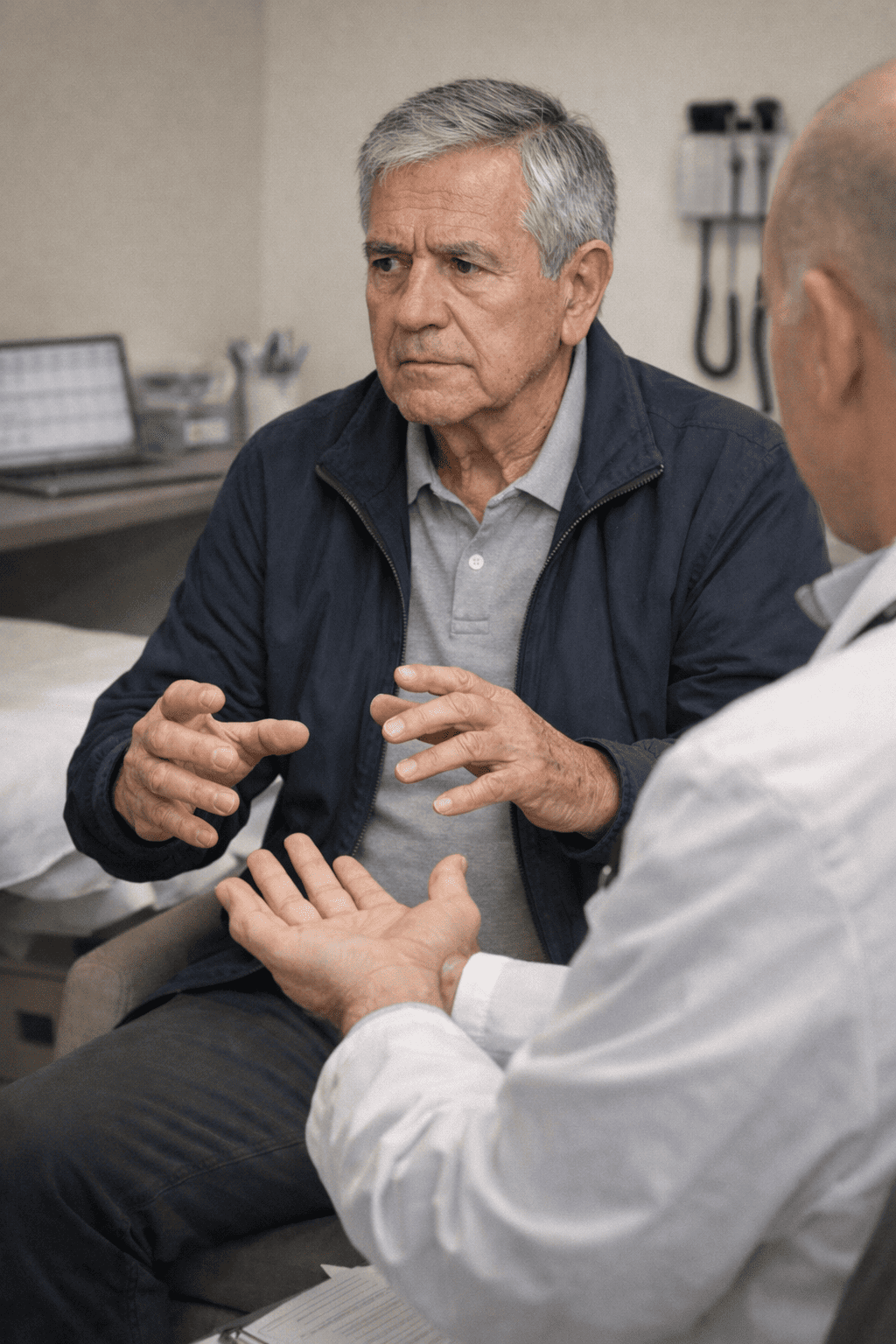 Caso Clínico: Cannabis medicinal para tratar tremor essencial em idoso 1 Paciente com tremor essencial durante avaliação médica